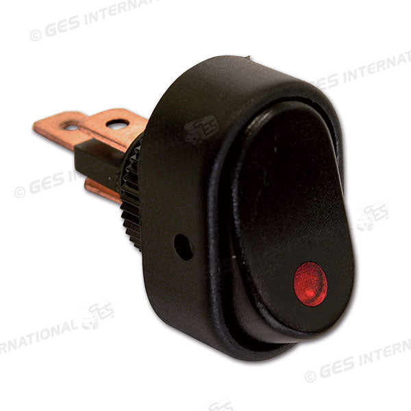 Interruttore nero con LED rosso • 12 V