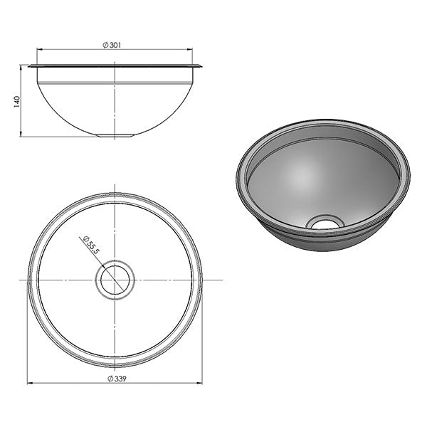 Lavello inox tondo • Ø 340 mm • LA1411 - vista 2