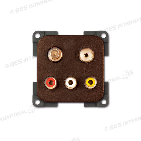 Modulo 3 prese RCA / TV / SAT • marrone