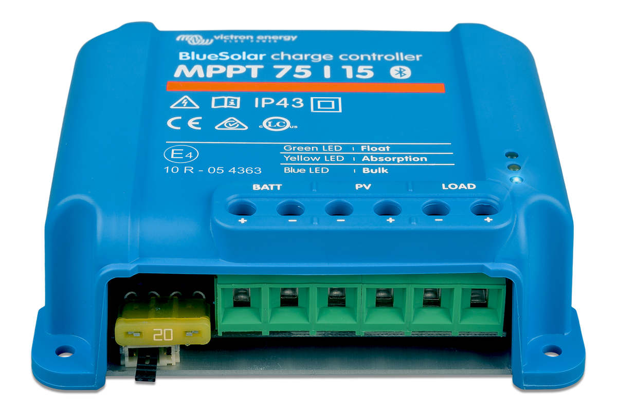 Regolatore MPPT Victron • 75 V / 15 A — vista frontale