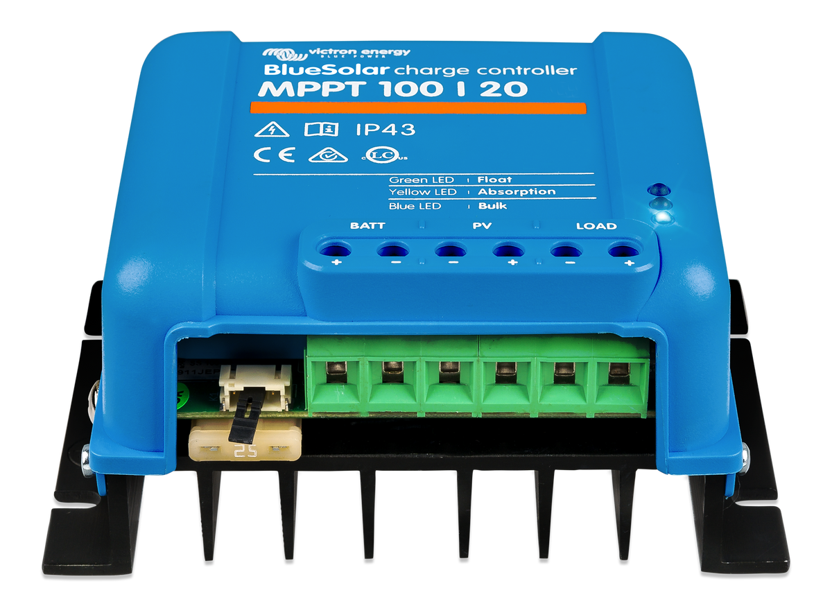 Regolatore MPPT Victron • 100 V / 20 A — vista frontale