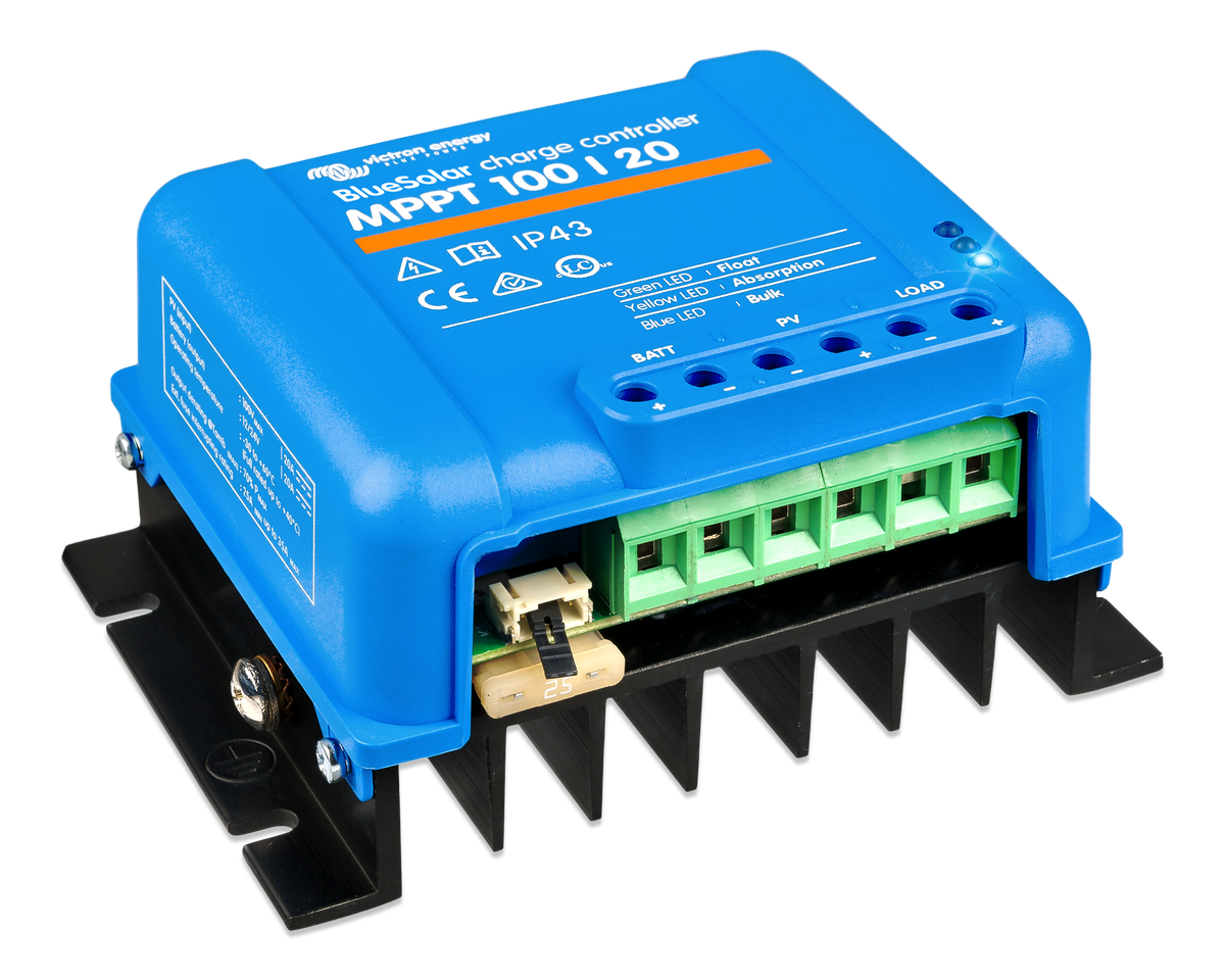 Regolatore MPPT Victron • 100 V / 20 A — vista laterale sinistra