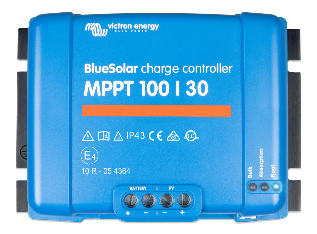 Regolatore MPPT Victron • 100 V / 30 A — vista superiore/frontale