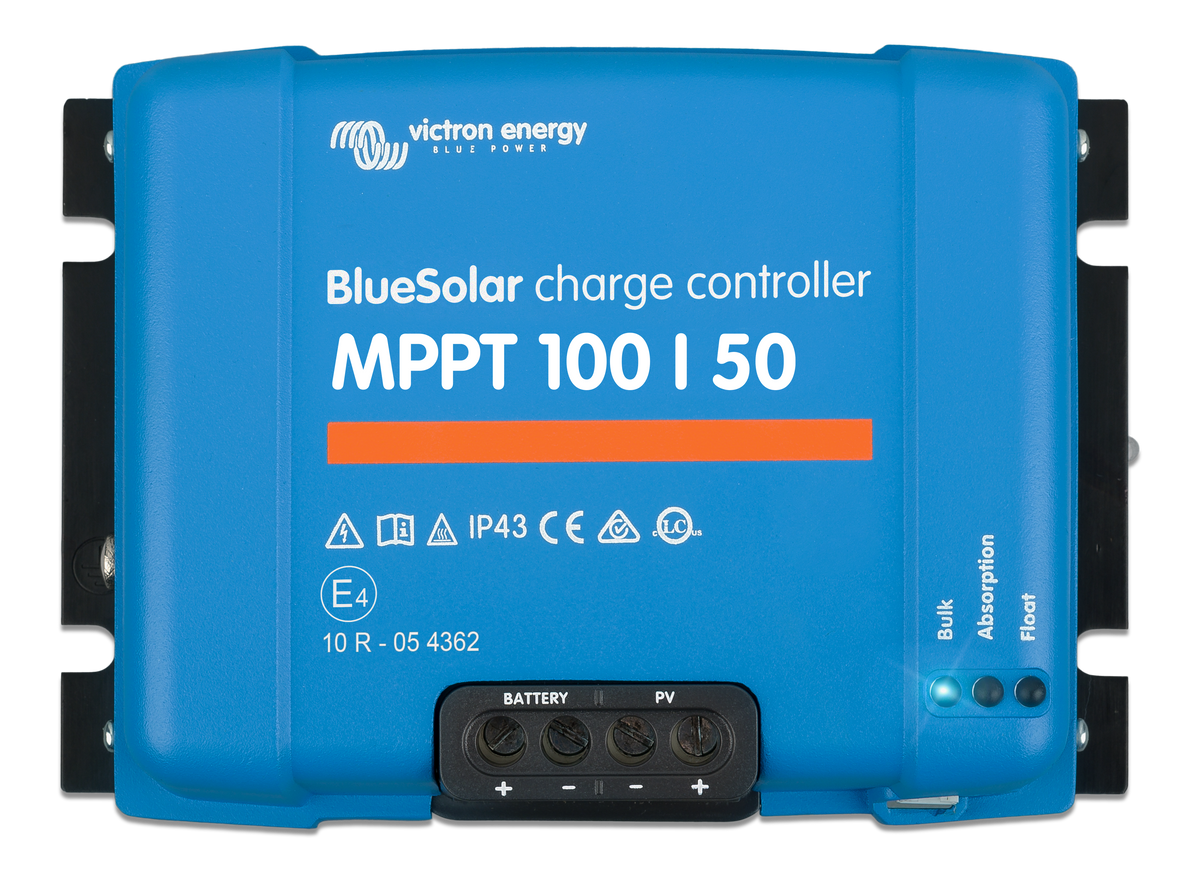 Regolatore MPPT Victron • 100 V / 50 A — vista superiore/frontale