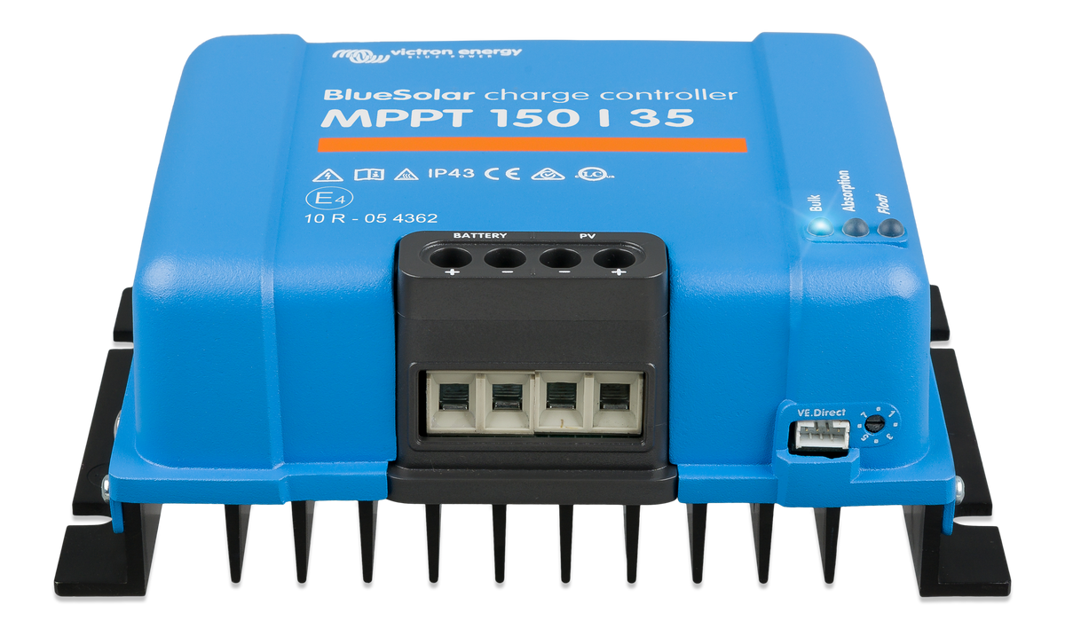 Regolatore MPPT Victron • 150 V / 35 A — BlueSolar MPPT charge controller 150/35 (front)      PNG