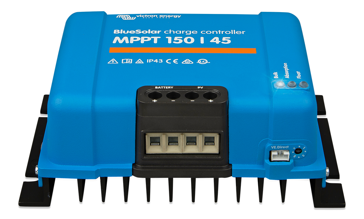 Regolatore MPPT Victron • 150 V / 45 A — vista frontale prospettica