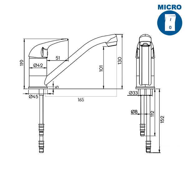 Miscelatore lavello Charisma • canna 165 mm