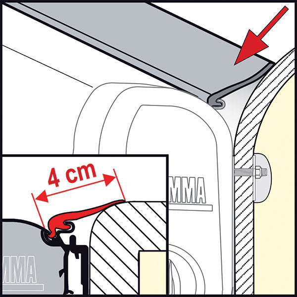 Schema di montaggio Fiamma Rain Guard M — materiale GES